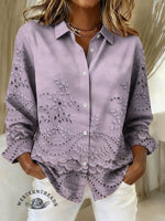 Women's Retro Floral Print Casual Cotton Shirt