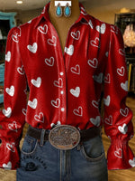 Valentine's Day Heart Pattern Casual Cotton Sweatshirt