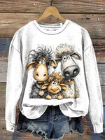 Vintage Sheep Art Prints Casual Cotton Sweatshirt