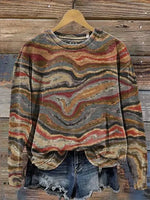 Retro Colorful Water Ripple Pattern Art Print Casual Sweatshirt