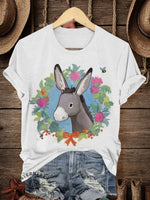 Retro Animals Art Print Casual T-shirt