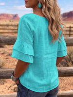 Vintage Art Comfortable Summer Fabrics Elastic Patchwork Lace Casual Shirt