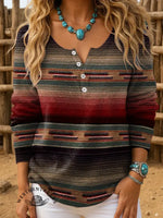 Retro Art Pattern Print Buttoned Cardigan Sweater