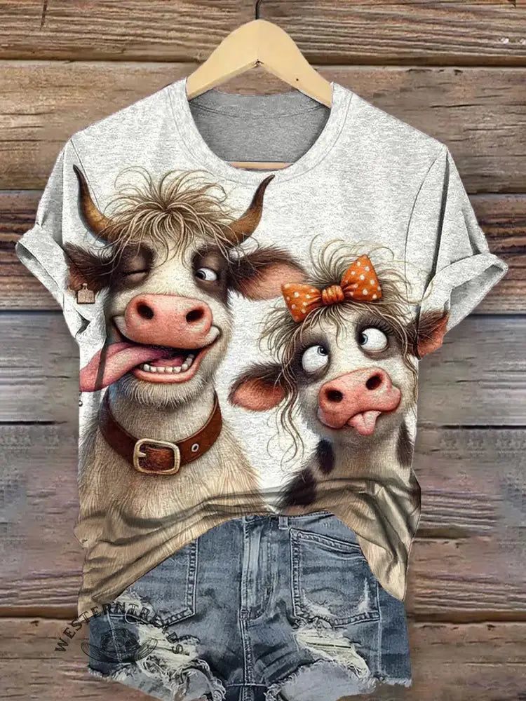 Funny Cow Art Print Classic Short-sleeved T-shirt