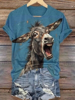 Funny Donkey Print Casual T-shirt