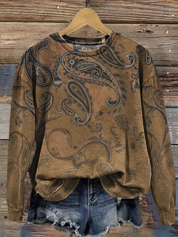 Vintage Paisley Art Print Casual Sweatshirt