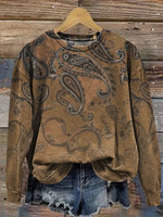 Vintage Paisley Art Print Casual Sweatshirt