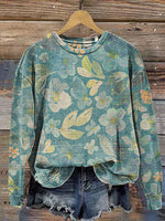 Vintage Flowers Art Prints Casual Cotton Sweatshirt