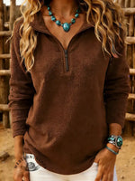 Women's Casual Stand Collar Long Sleeve Polar Fleece Top