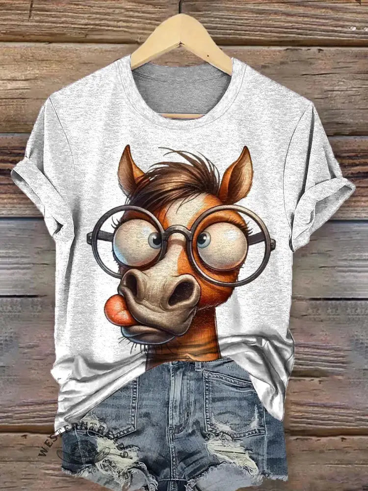 Funny Horse Print T-shirt