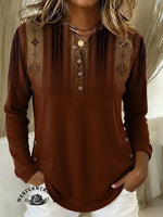 Women's Retro Art Pattern Print Casual Cotton Shirt