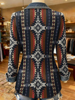 Aztec Print Patchwork Denim Sweater