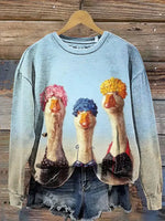 Vintage Goose Art Prints Casual Cotton Sweatshirt