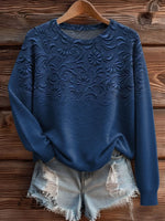 Floral Art Print Knit Pullover Sweater