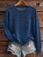 Women's Vintage Floral Print Henley Neck Sweater Top