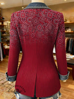 Paisley Print Patchwork Denim Sweater