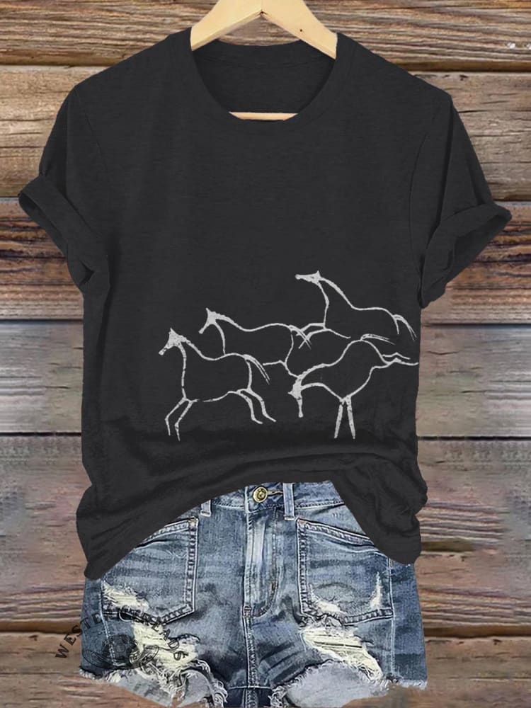 Horse art Print T-shirt