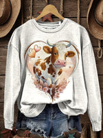 Vintage Western Art Print Casual Cotton Sweatshirt