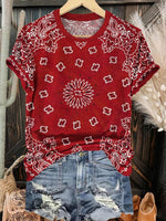 Red Paisley Print T-shirt