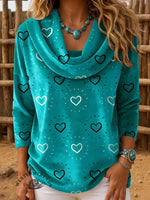 Women's Vintage Printed Casual Velvet Top