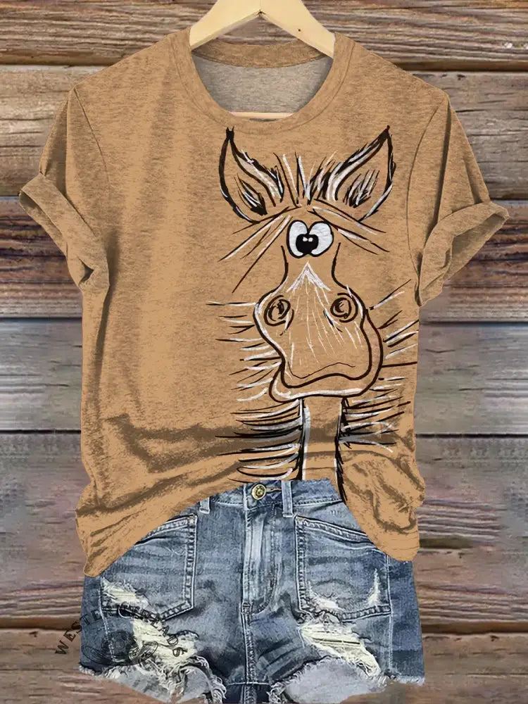 Funny Horse Art Print T-shirt