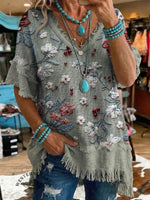 Vintage ArtPatchwork Cotton And Linen Shirt