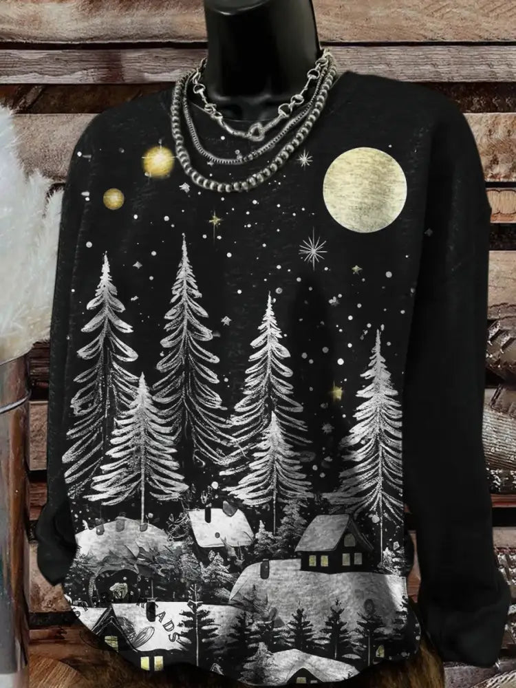 Vintage Christmas Art Print Casual Sweatshirt