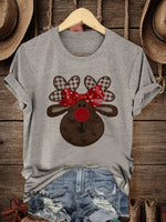 Retro Christmas Art Print Casual T-shirt