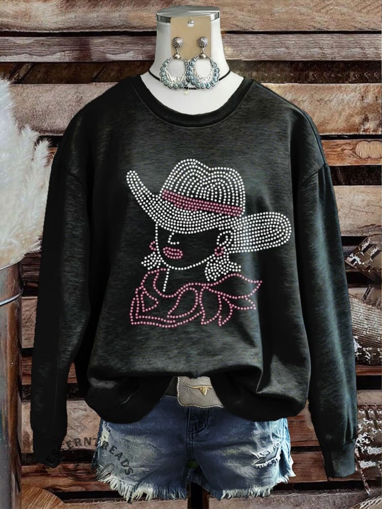 Vintage Western Art Print Casual Cotton Sweatshirt