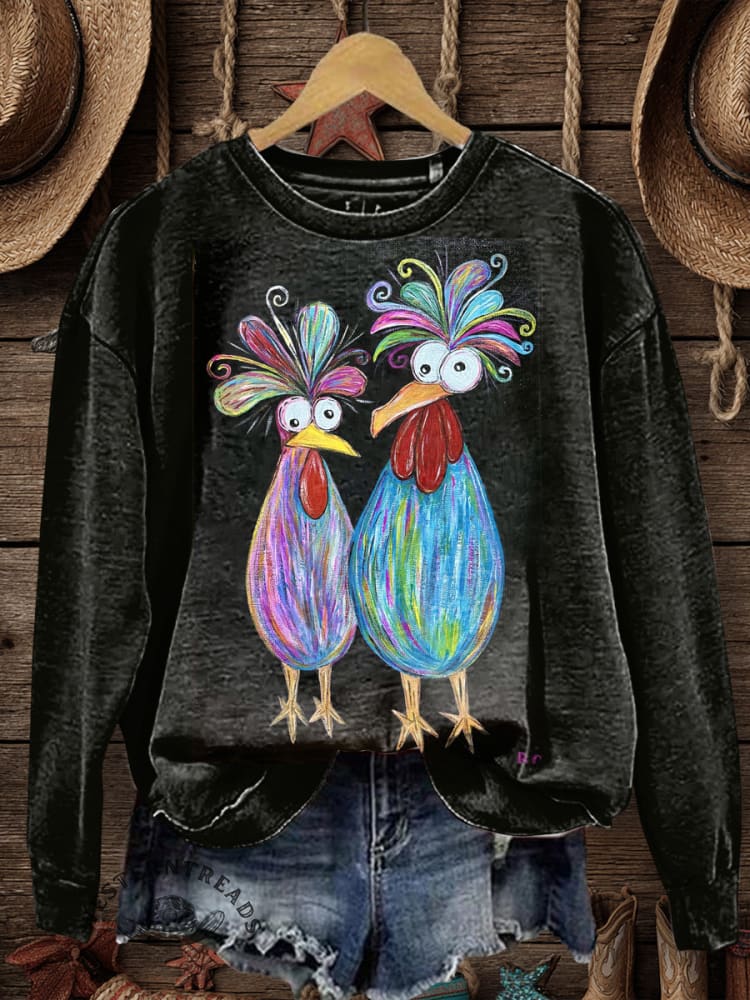 Funny Animals Art Print Casual Cotton Sweatshirt