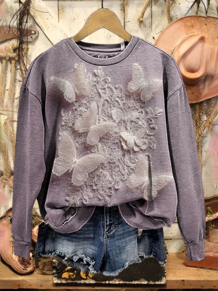 Vintage Butterfly Art Print Sweatshirt