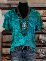 Vintage Art Print Casaul Short Sleeve T-shirt