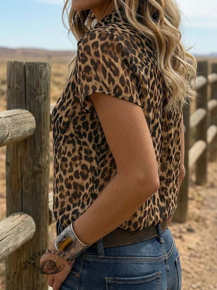 Wild West Leopard Art Print Casual Shirt