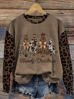 Vintage Christmas Pattern Casual Cotton Sweatshirt