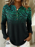 Women's Retro Floral Print Casual Cotton Shirt