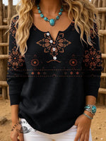 Retro Floral Print Buttoned Cardigan Sweater