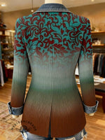 West Print Patchwork Denim Sweater