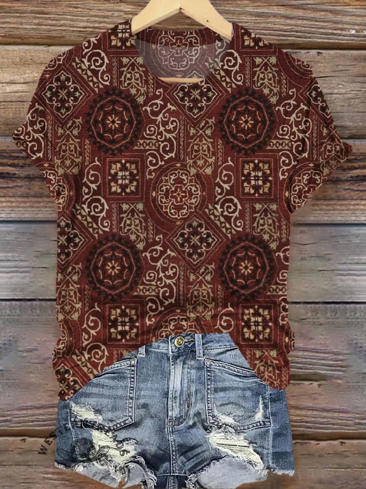 Vintage Print Casual T-shirt