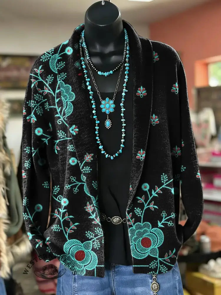 Women's Vintage Print Casual Sweater