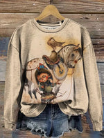 Vintage Art Print Casual Sweatshirt