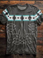 Western Aztec Style Stitching Style Print T-shirt