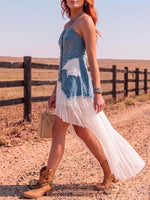Women's Denim And Chiffon Patchwork Camisole Dress