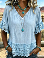 Women's Vintage Lace Patchwork Casual Shirt