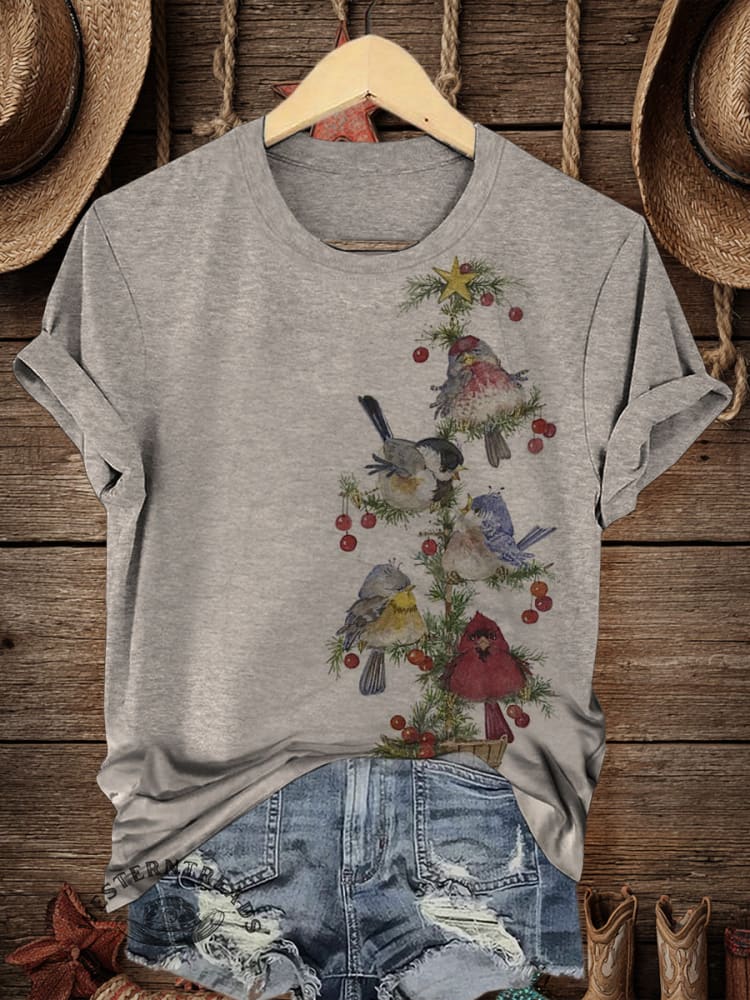 Retro Christmas Art Print Casual T-shirt