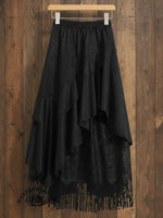 Retro Textured Lace With Irregular Ruffled Edges And Patchwork Skirt