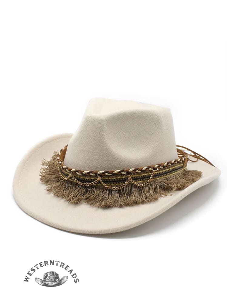 Retro Fringed Felt Hat