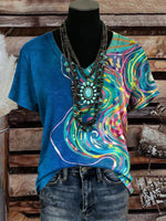 Vintage Art Print Casaul Short Sleeve T-shirt