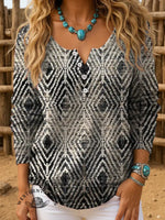 Aztec Art Print Buttoned Cardigan Sweater