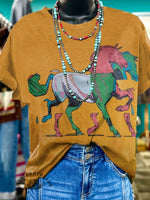 Horse Art Print Casual T-shirt