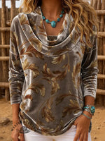Women's Vintage Printed Casual Velvet Top